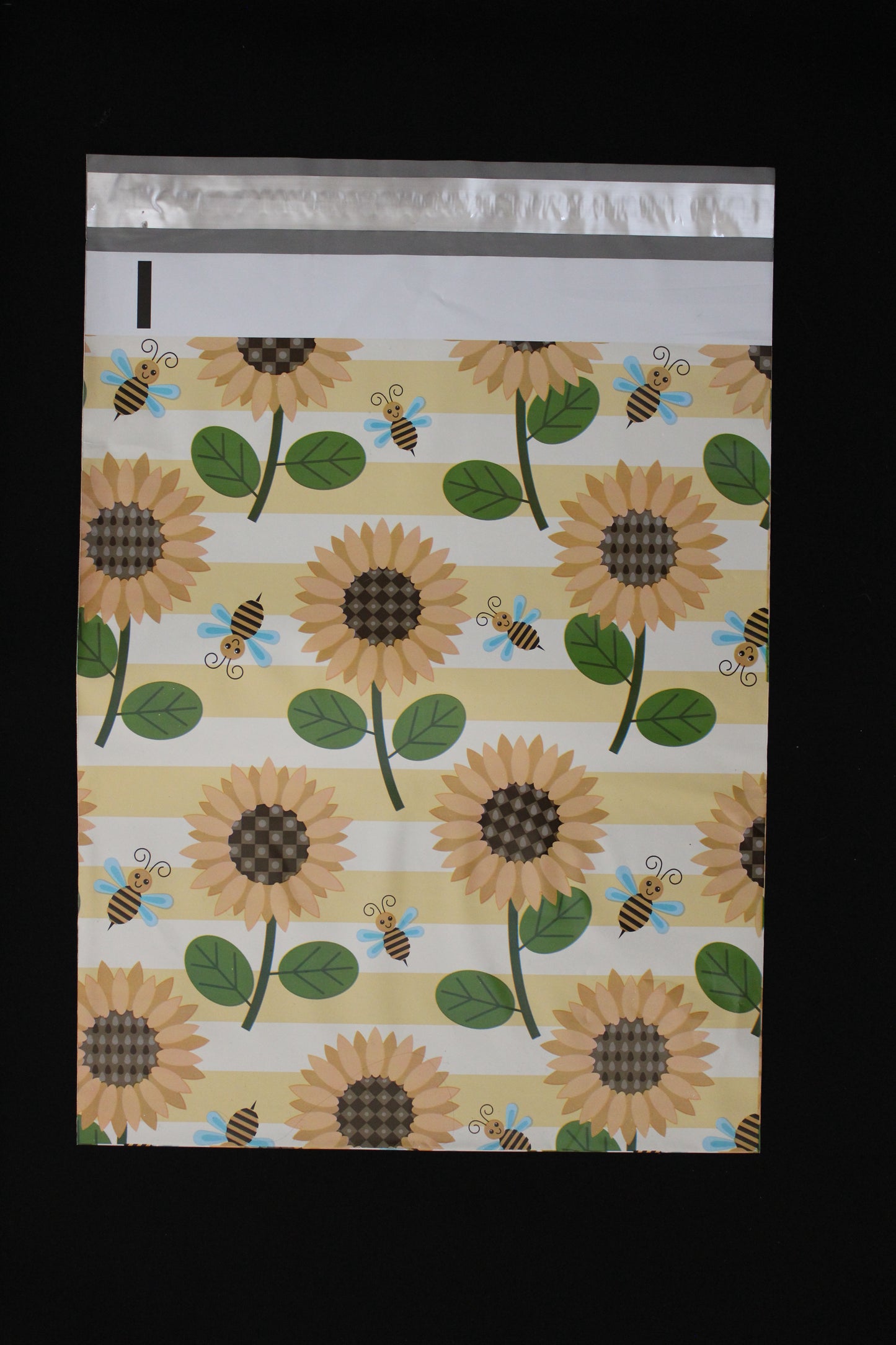 10x13 Sunflowers and Bumble Bees Designer Poly Mailers Shipping Envelopes Premium Printed Bags