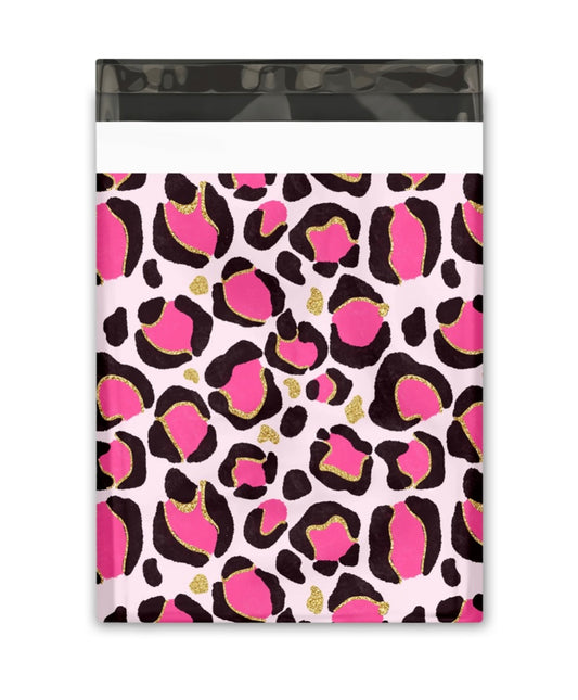 10x13 Pink Leopard Print Poly Mailers Shipping Envelopes Premium Printed Bags