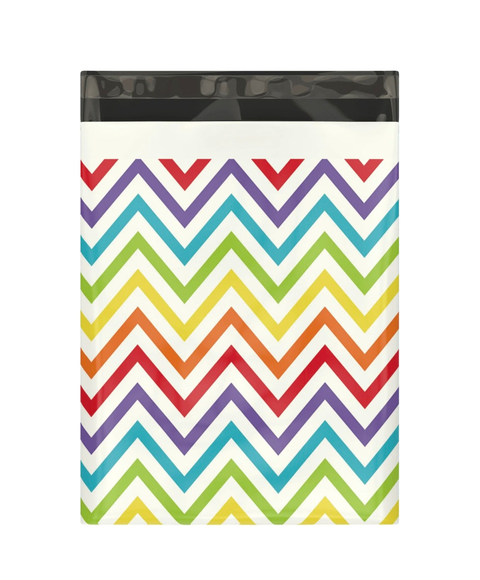 10x13 Rainbow Chevron Designer Poly Mailers Shipping Envelopes Premium Printed Bags