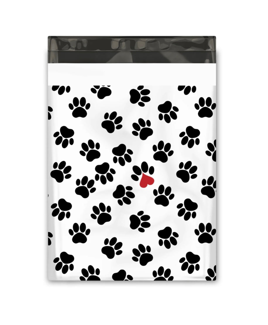 10x13 Paw Prints Designer Poly Mailers Shipping Envelopes Premium Printed Bags